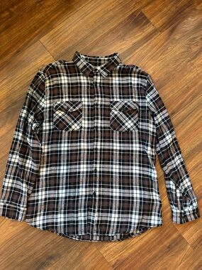 Molokai Surf Co. Men's Casual Plaid Shirt - Black and Brown
